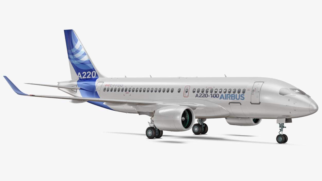 3D Airbus A220 100 Detailed Interior model