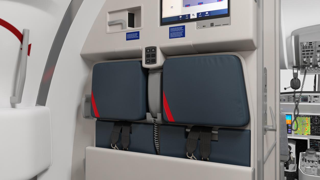 3D Airbus A220 100 Detailed Interior model