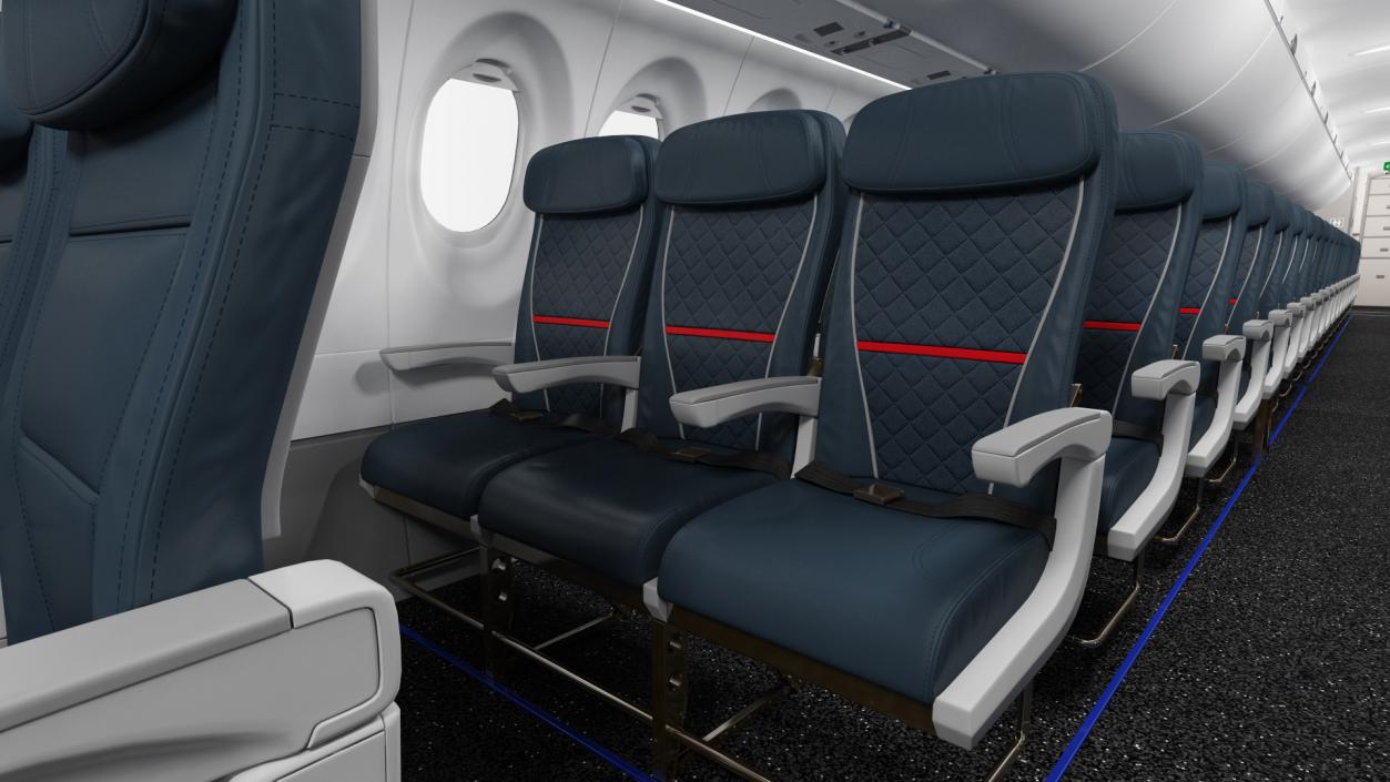 3D Airbus A220 100 Detailed Interior model