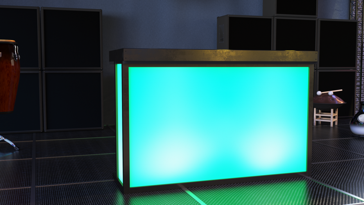 3D DJ Stand with Green Lighting model