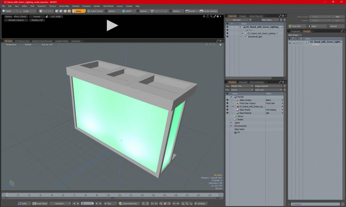 3D DJ Stand with Green Lighting model