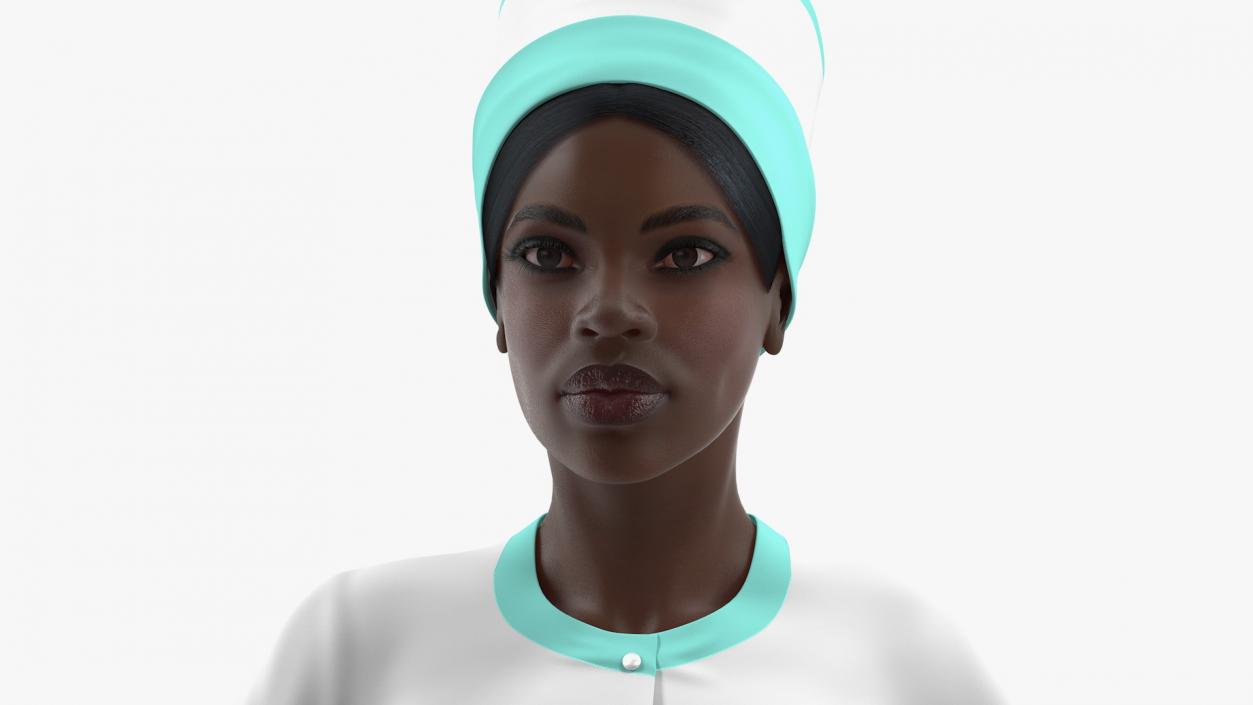 3D Dark Skinned Black Nurse Rigged