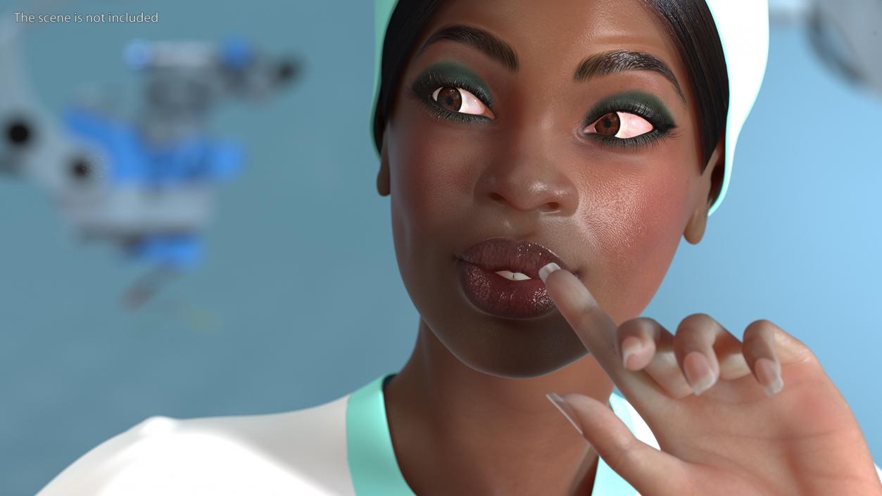 3D Dark Skinned Black Nurse Rigged