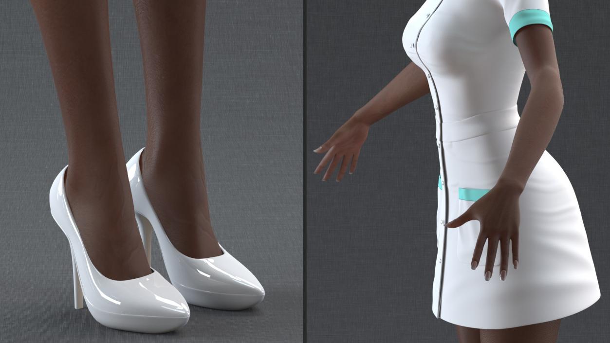 3D Dark Skinned Black Nurse Rigged