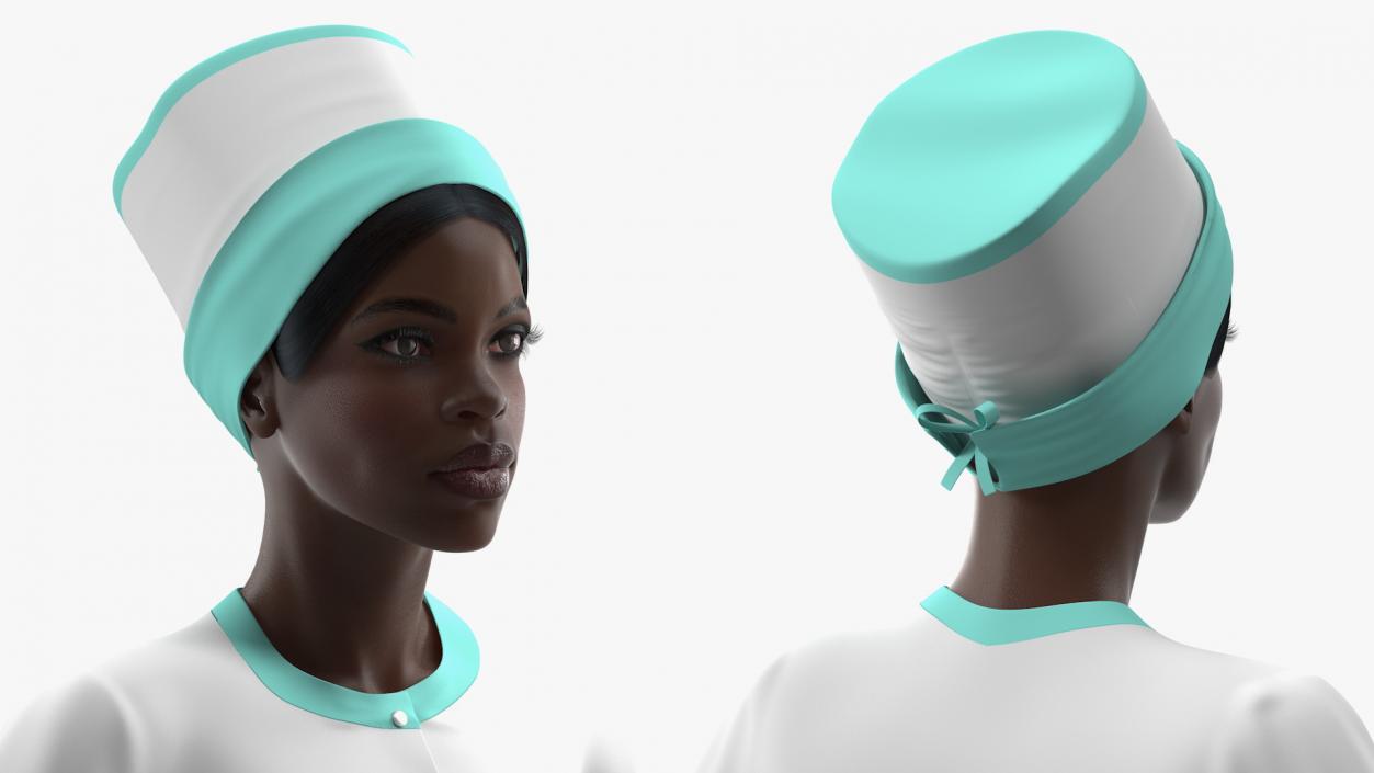 3D Dark Skinned Black Nurse Rigged