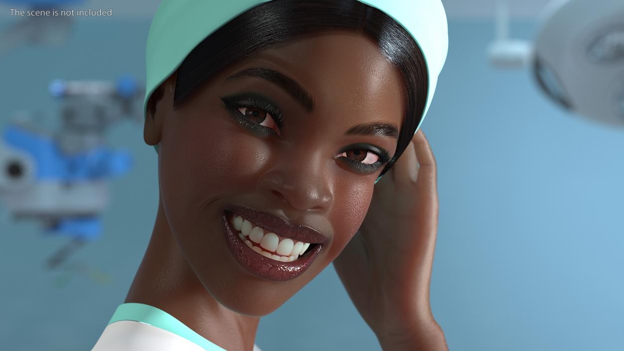 3D Dark Skinned Black Nurse Rigged