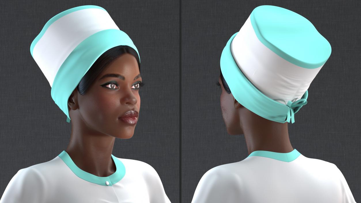 3D Dark Skinned Black Nurse Rigged