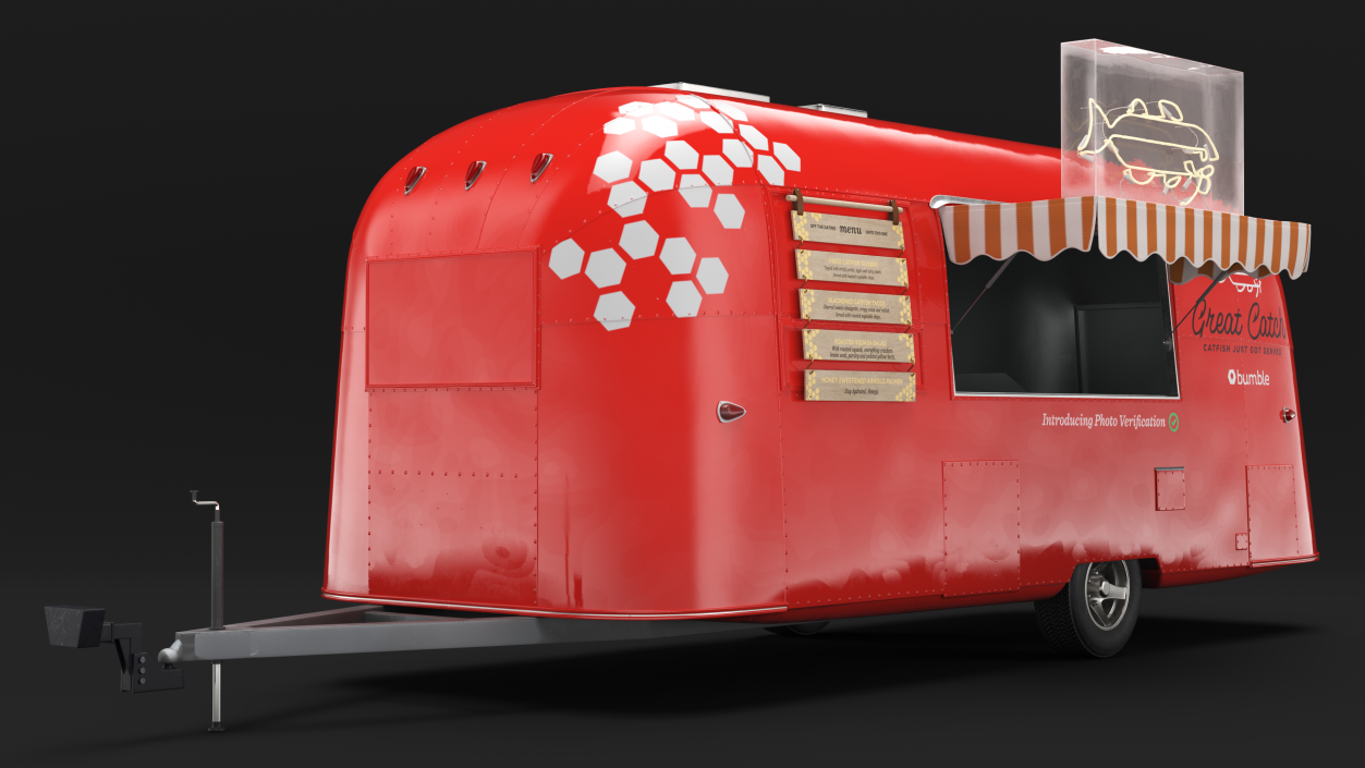 3D Small Mobile Food Cart Red Mockup model