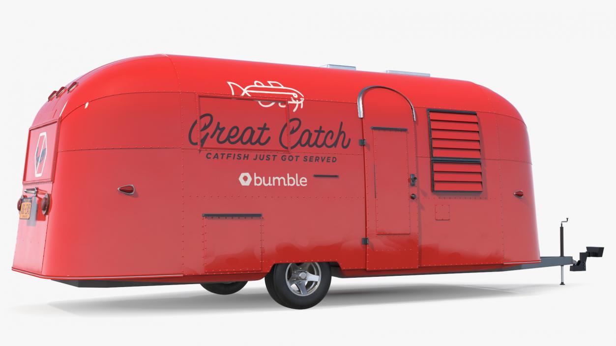 3D Small Mobile Food Cart Red Mockup model