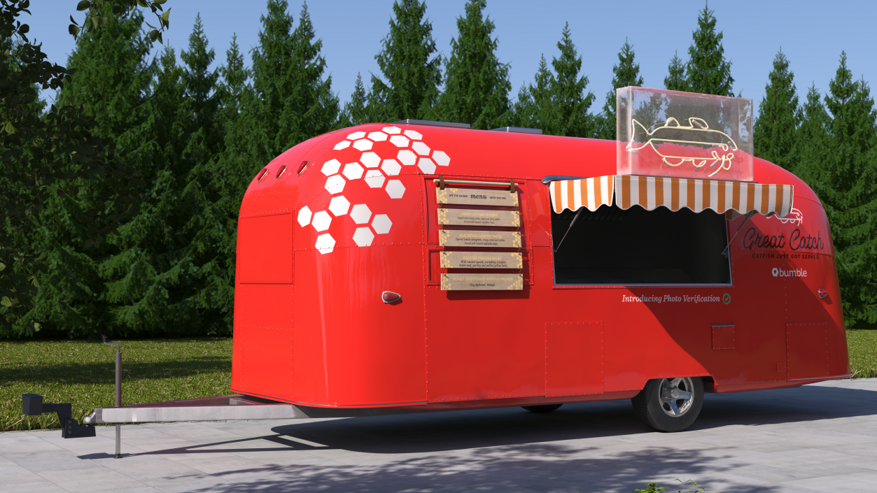 3D Small Mobile Food Cart Red Mockup model