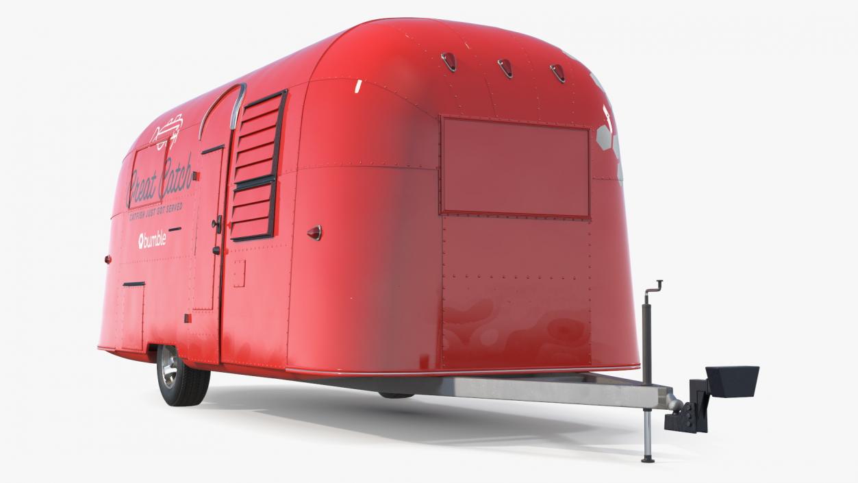 3D Small Mobile Food Cart Red Mockup model