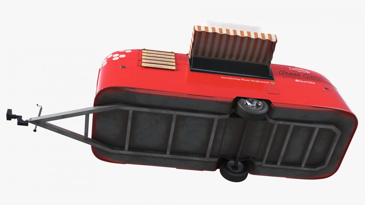 3D Small Mobile Food Cart Red Mockup model