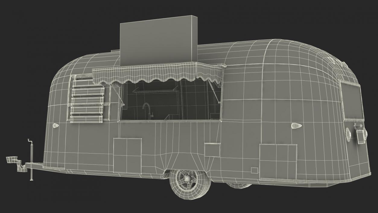 3D Small Mobile Food Cart Red Mockup model