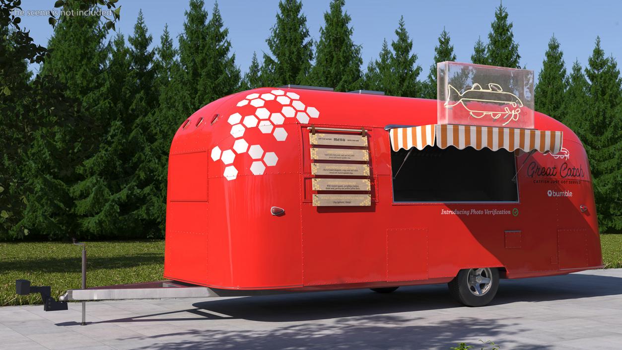 3D Small Mobile Food Cart Red Mockup model