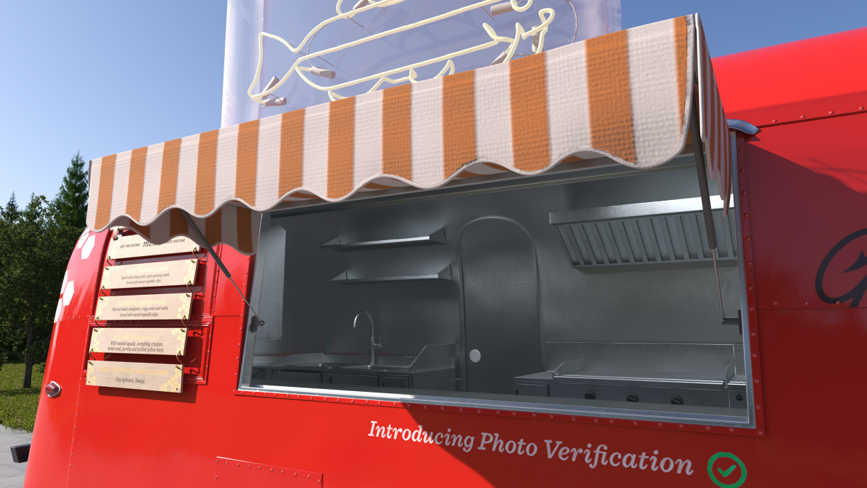 3D Small Mobile Food Cart Red Mockup model