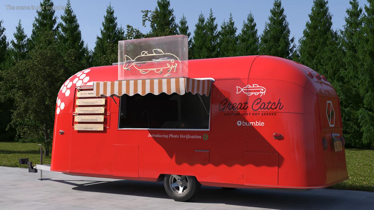 3D Small Mobile Food Cart Red Mockup model