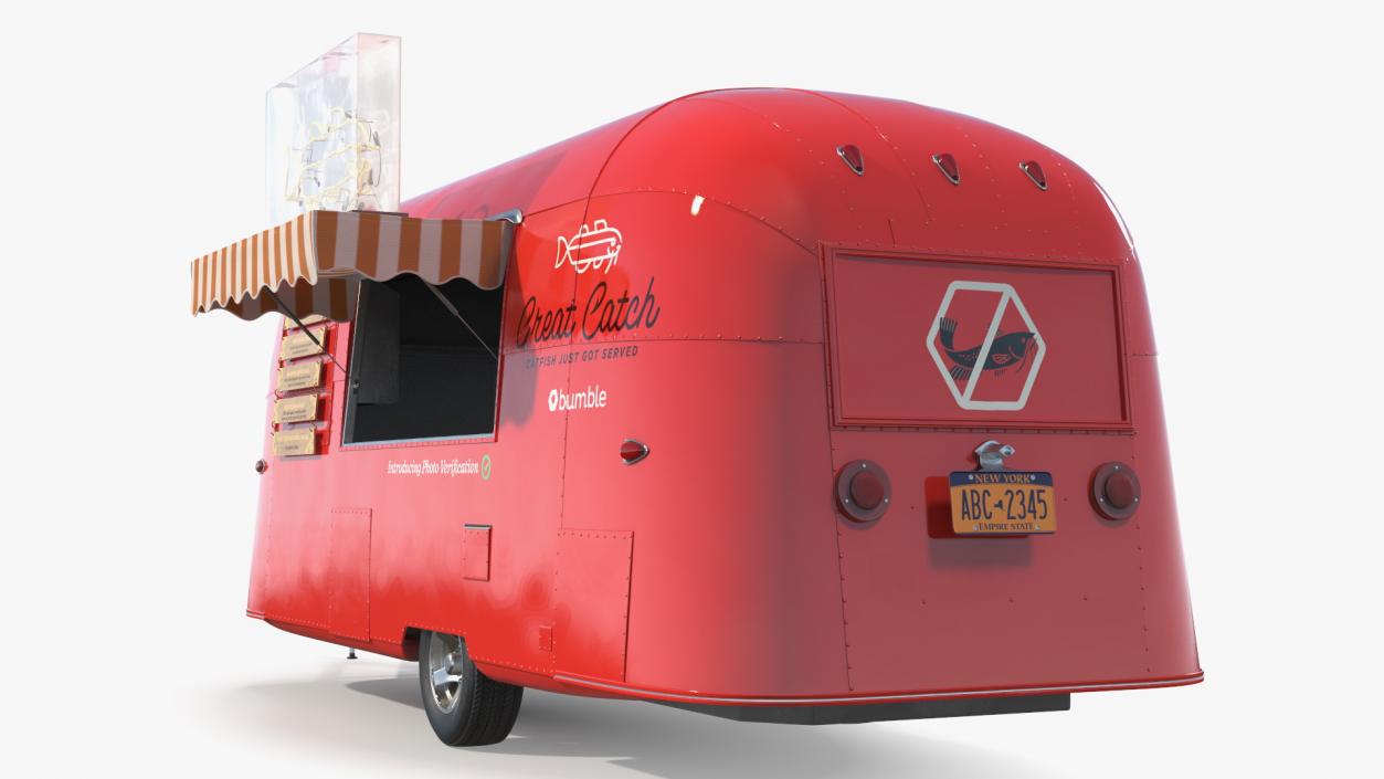 3D Small Mobile Food Cart Red Mockup model