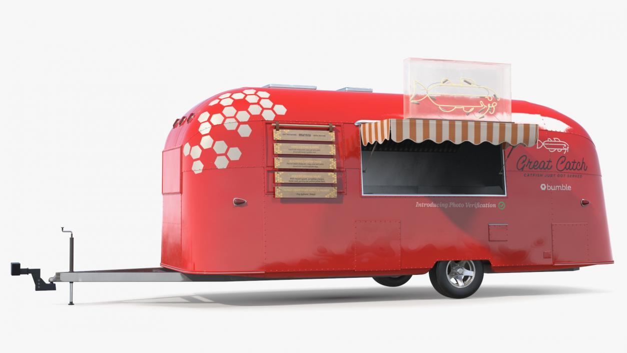 3D Small Mobile Food Cart Red Mockup model