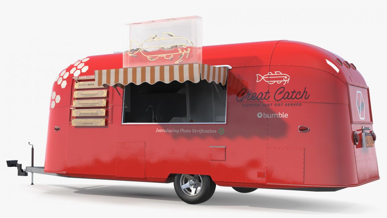 3D Small Mobile Food Cart Red Mockup model