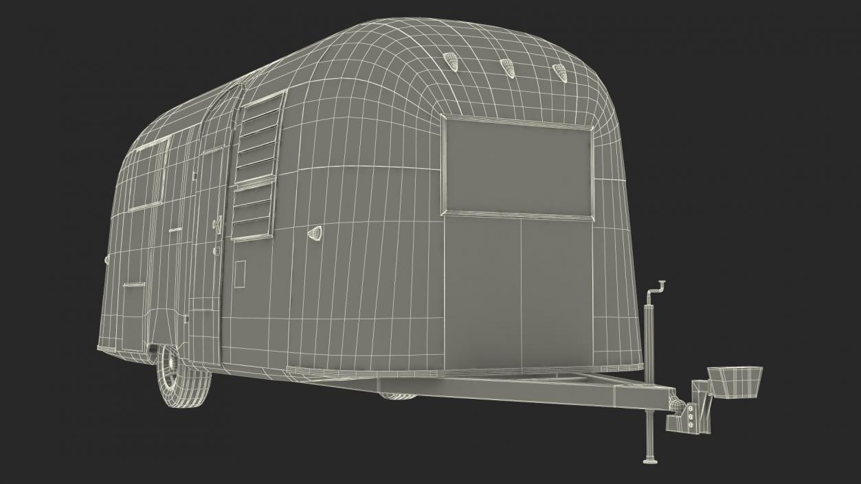 3D Small Mobile Food Cart Red Mockup model