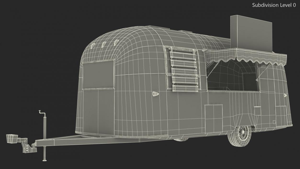 3D Small Mobile Food Cart Red Mockup model