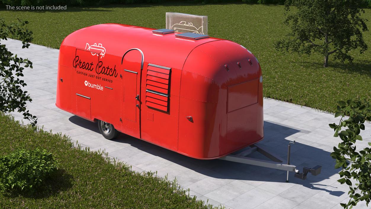 3D Small Mobile Food Cart Red Mockup model