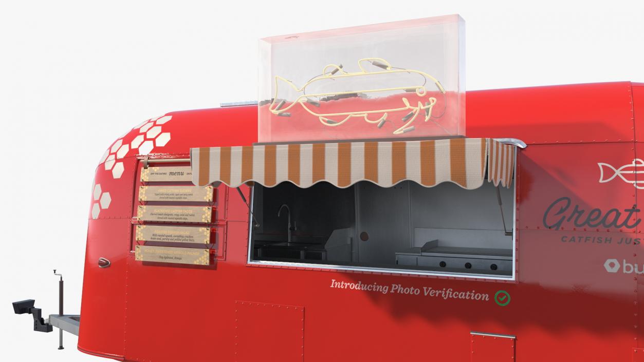 3D Small Mobile Food Cart Red Mockup model