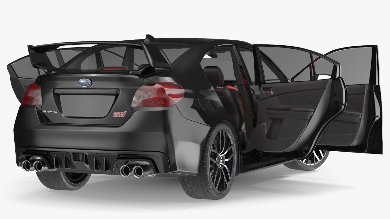 Black Sedan Subaru WRX 2021 Rigged 3D model