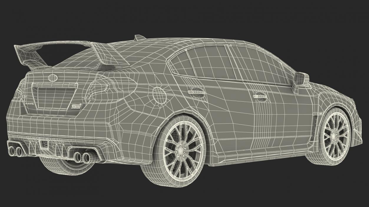 Black Sedan Subaru WRX 2021 Rigged 3D model