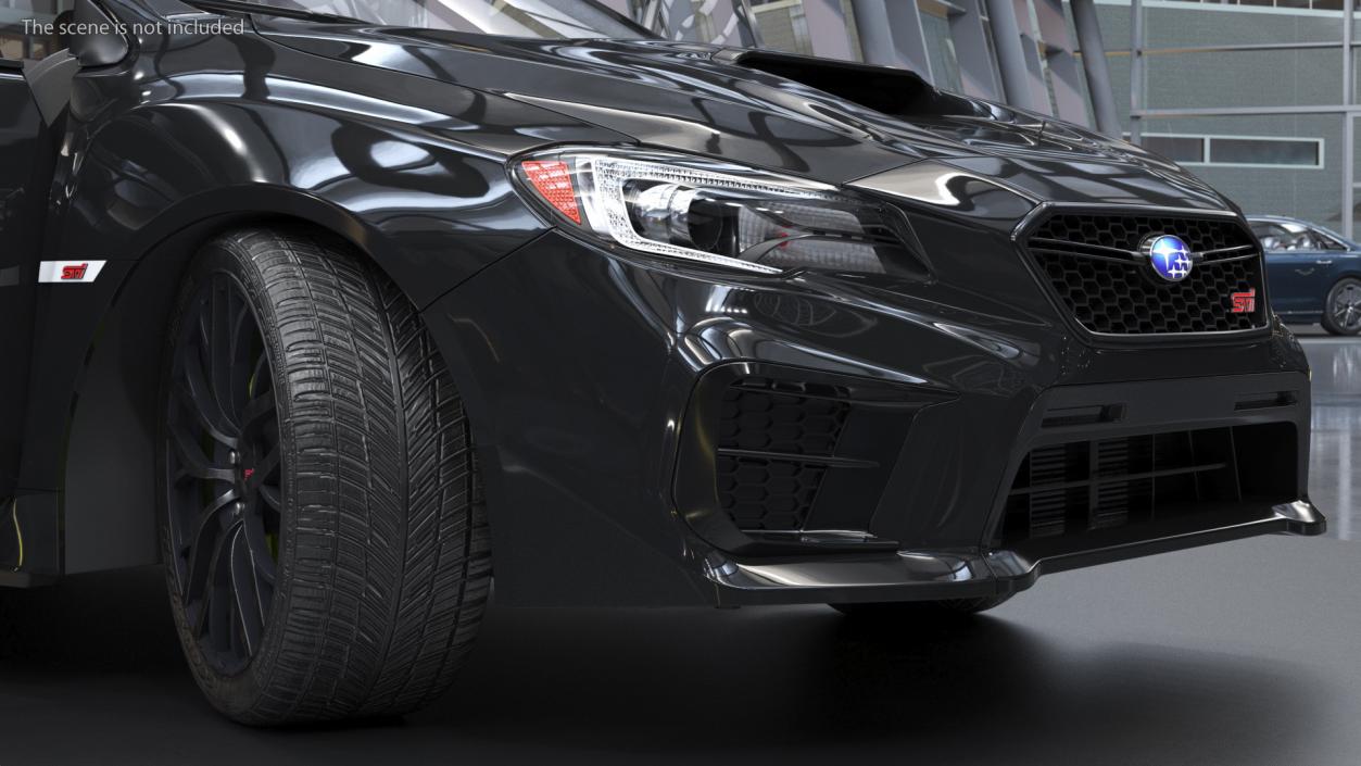 Black Sedan Subaru WRX 2021 Rigged 3D model