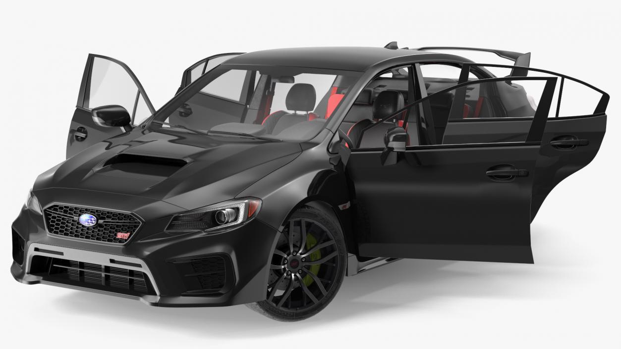 Black Sedan Subaru WRX 2021 Rigged 3D model