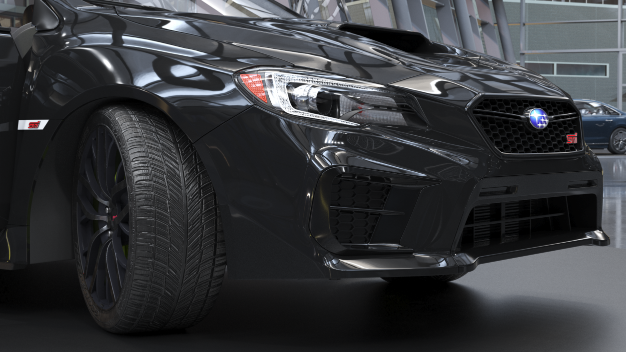 Black Sedan Subaru WRX 2021 Rigged 3D model