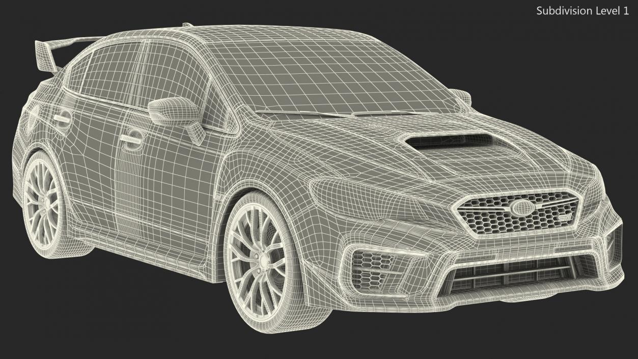 Black Sedan Subaru WRX 2021 Rigged 3D model