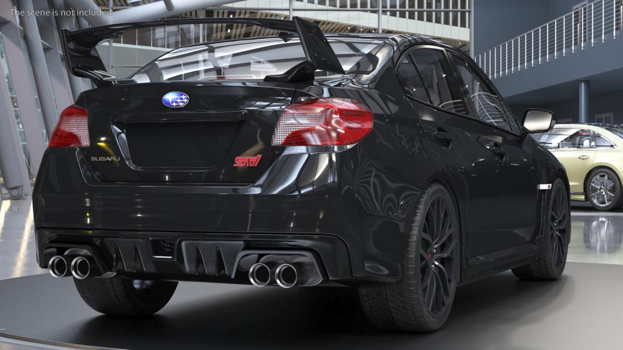 Black Sedan Subaru WRX 2021 Rigged 3D model