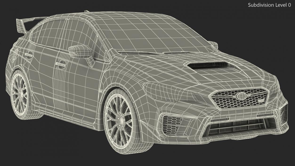 Black Sedan Subaru WRX 2021 Rigged 3D model