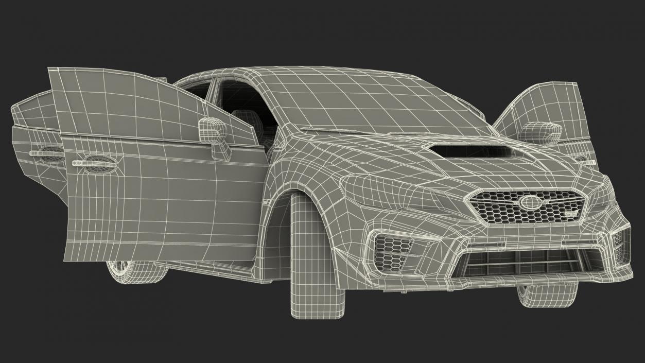 Black Sedan Subaru WRX 2021 Rigged 3D model