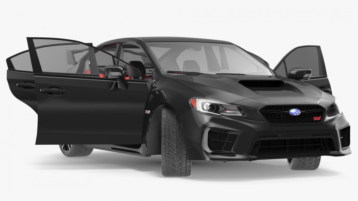 Black Sedan Subaru WRX 2021 Rigged 3D model