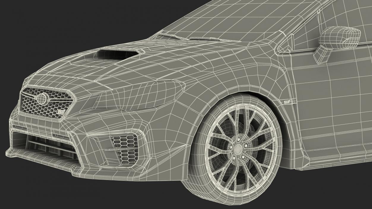 Black Sedan Subaru WRX 2021 Rigged 3D model