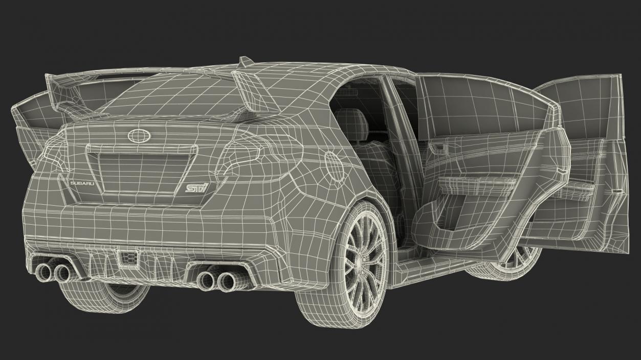 Black Sedan Subaru WRX 2021 Rigged 3D model