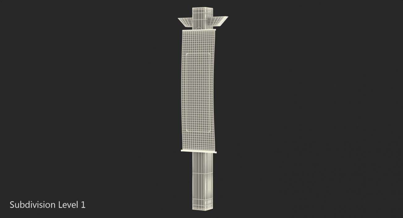 Wooden Japanese Column with Banner 3D model