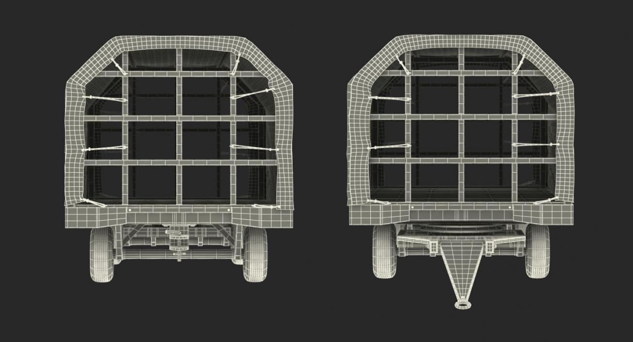 3D Covered Airport Luggage Trailer