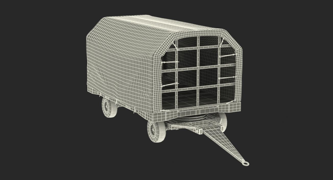 3D Covered Airport Luggage Trailer