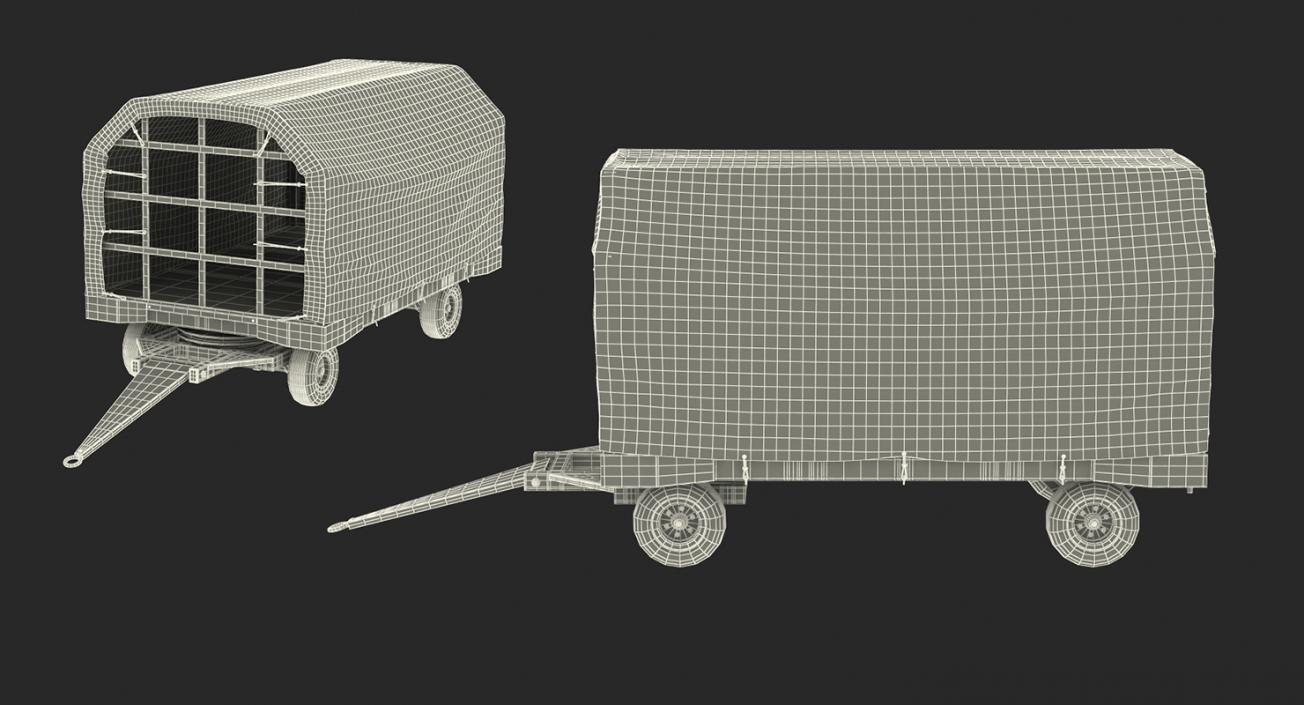 3D Covered Airport Luggage Trailer