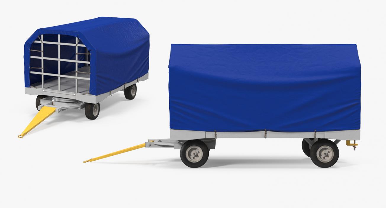 3D Covered Airport Luggage Trailer