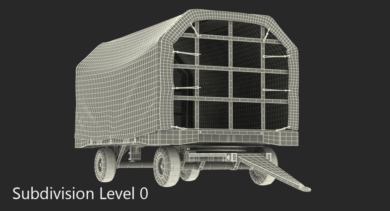 3D Covered Airport Luggage Trailer