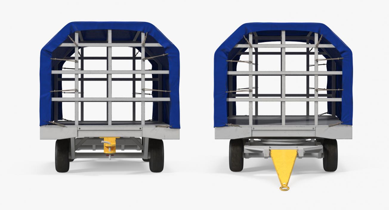 3D Covered Airport Luggage Trailer