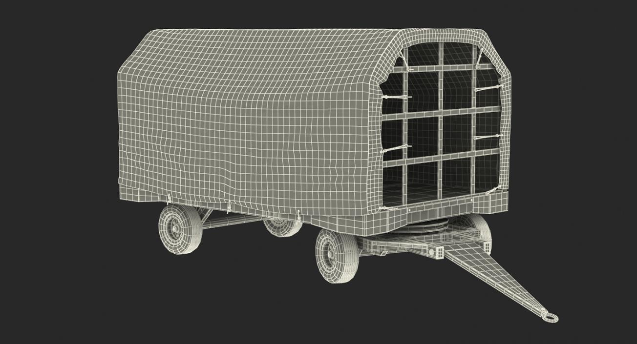 3D Covered Airport Luggage Trailer