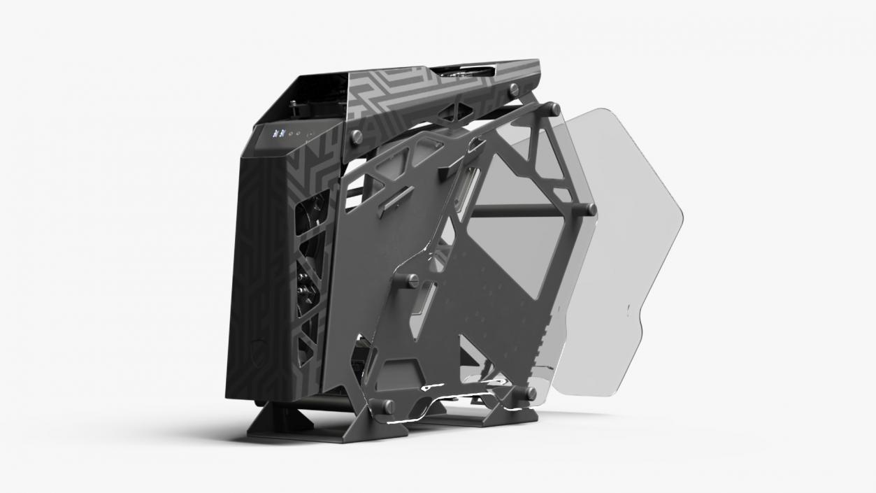 3D model Gaming PC Case Empty Open