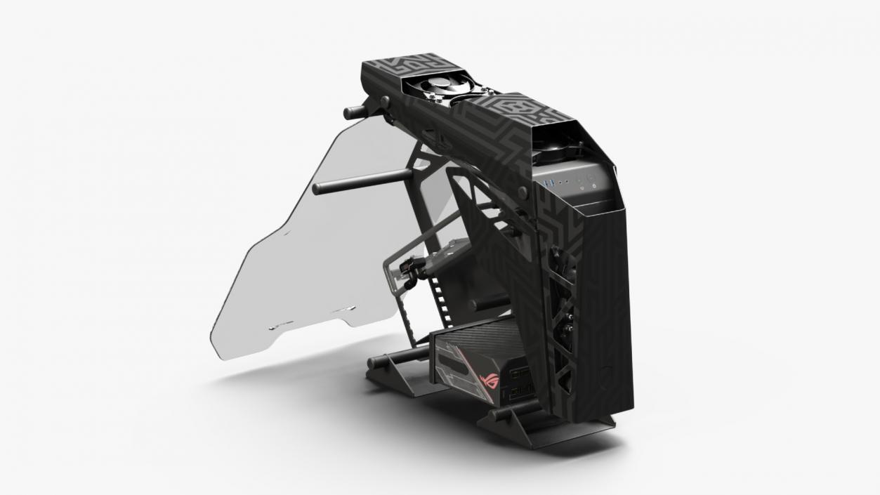 3D model Gaming PC Case Empty Open