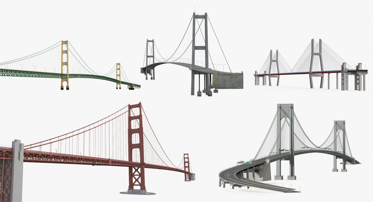 3D Suspension Bridges Collection 3